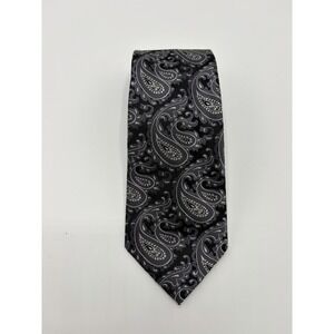 Kenneth Roberts Platinum Tie 56" Silver Black Gray  Silk